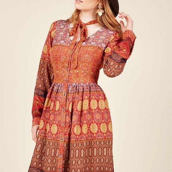 Modcloth Dresses & Skirts - ModCloth Ornate Ikat Pattern Shirt Dress size XXS